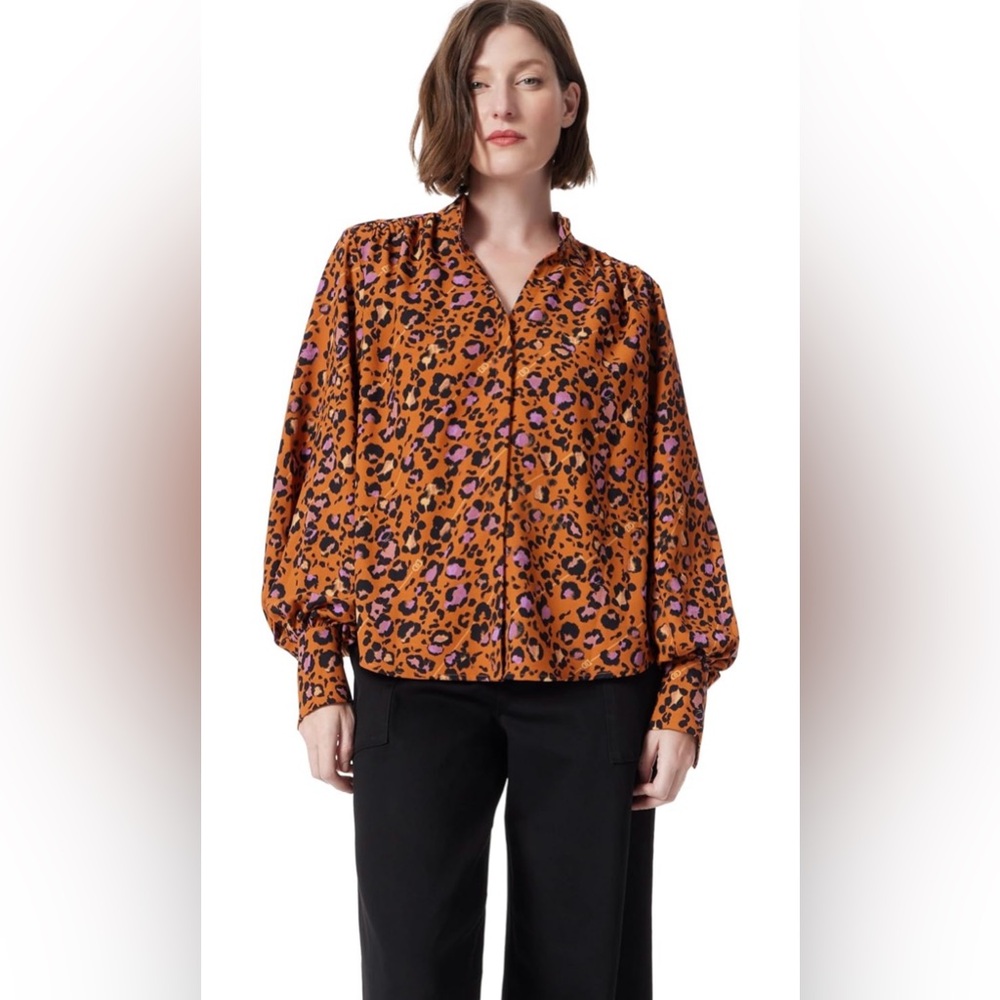 NWT Dee Ocleppo "Jane" Long Sleeve Blouse - Sugar Almond - Size XL